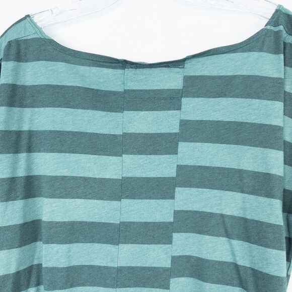 Aventura Striped Ruched Sides Short Sleeve Top Womens Large Green Boat Neck - Picture 12 of 16